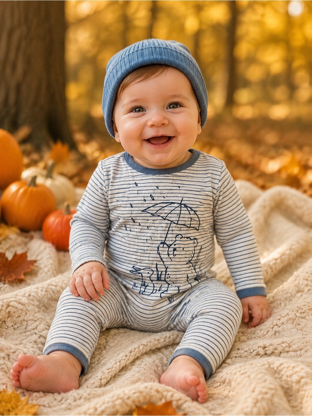 Vintage Baby Gap Unisex One-Piece Romper 12–18 Months Striped Fall Outfit